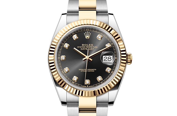 Rolex steel and yellow gold black dial top